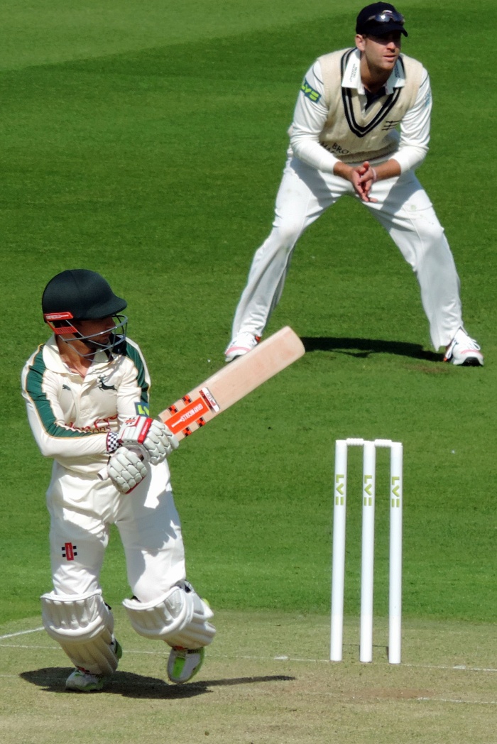 Cricket player James Taylor batting for Nottinghamshire before his retirement due to a heart condition